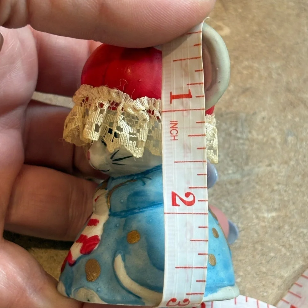 Vtg Jasco 1980's L’il Chimers Christmas Ornament Ceramic Mouse Bell